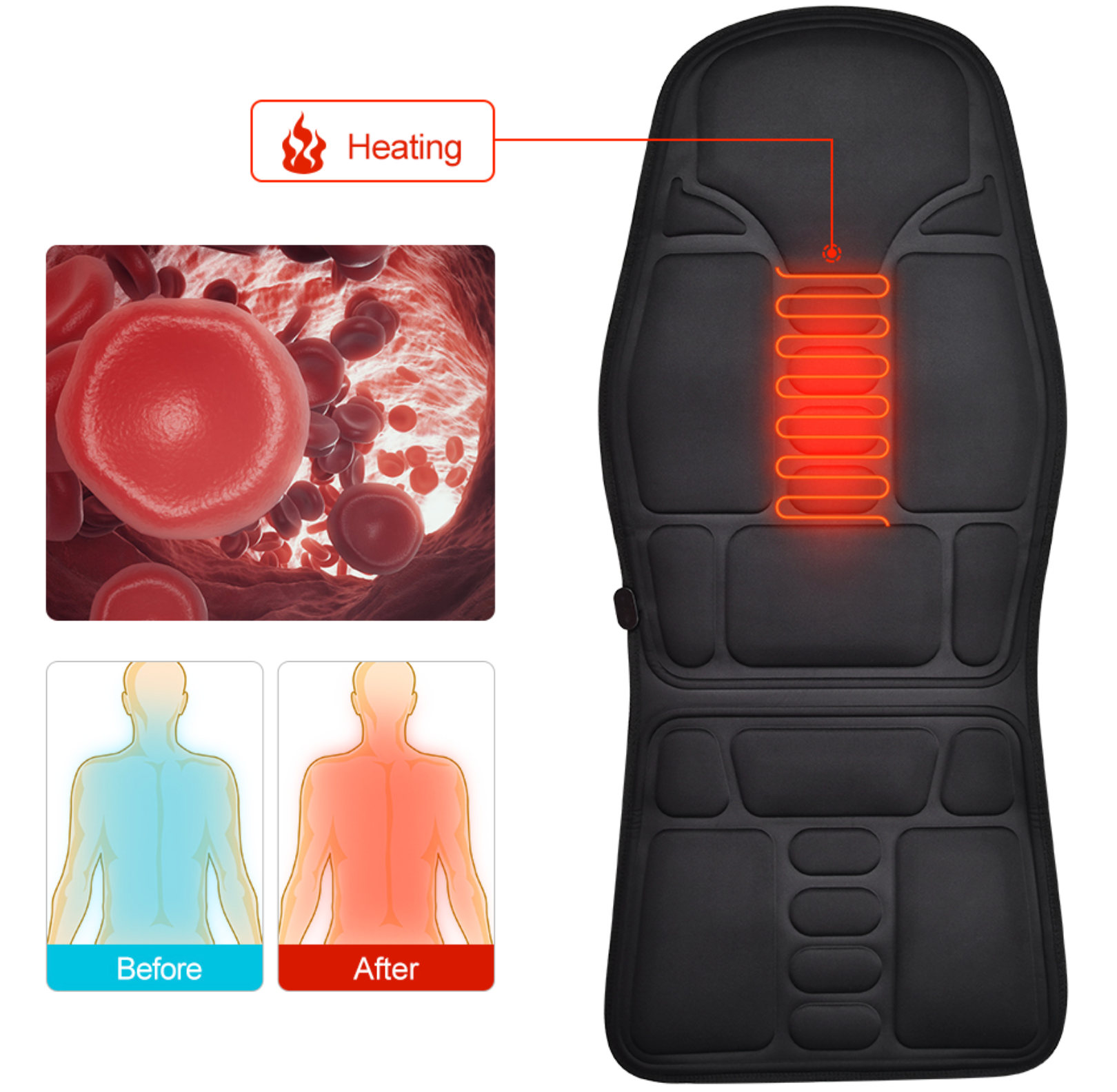 Car Seat Massager with Heat and Vibrate